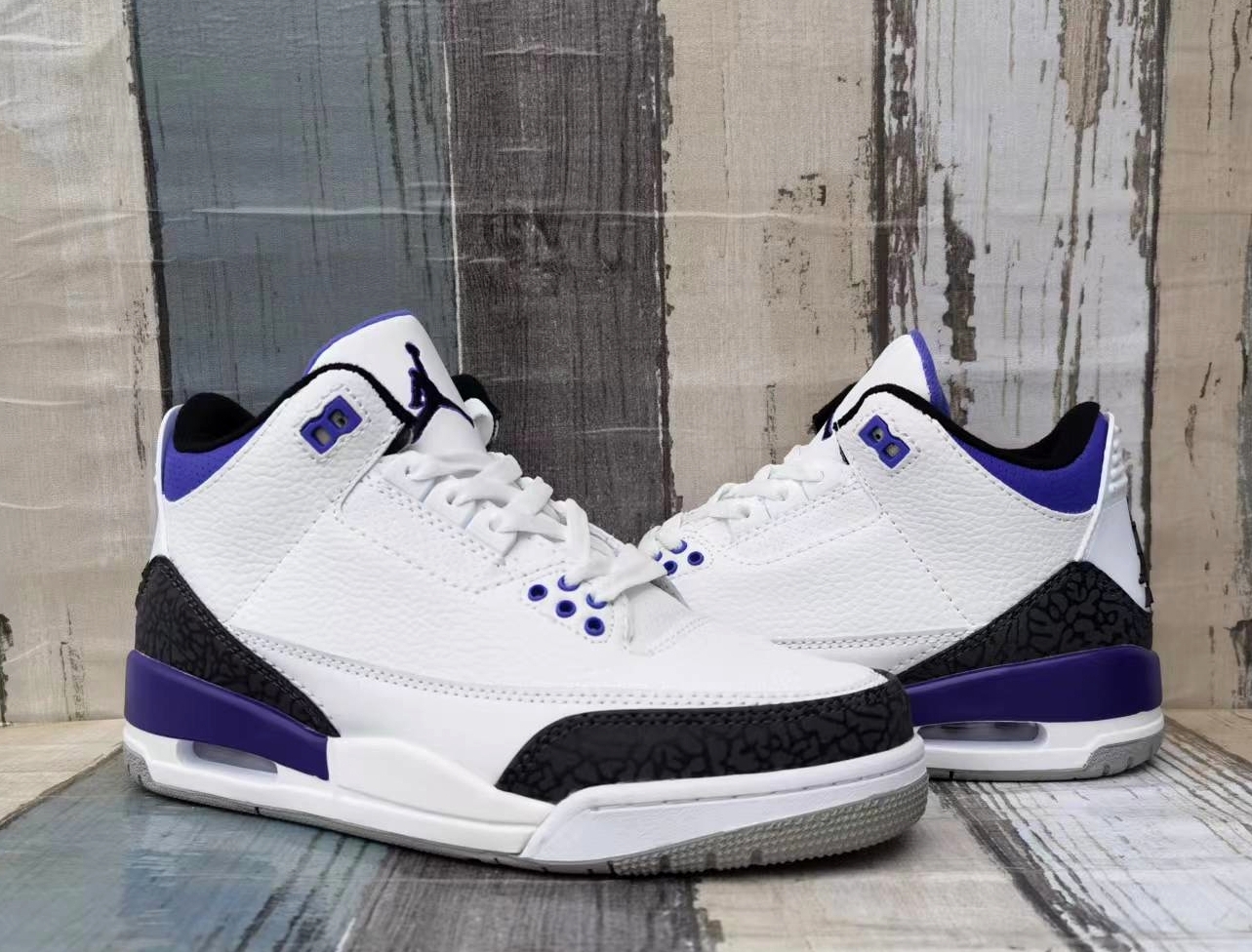 2022 Air Jordan 3 White Purple Black Shoes